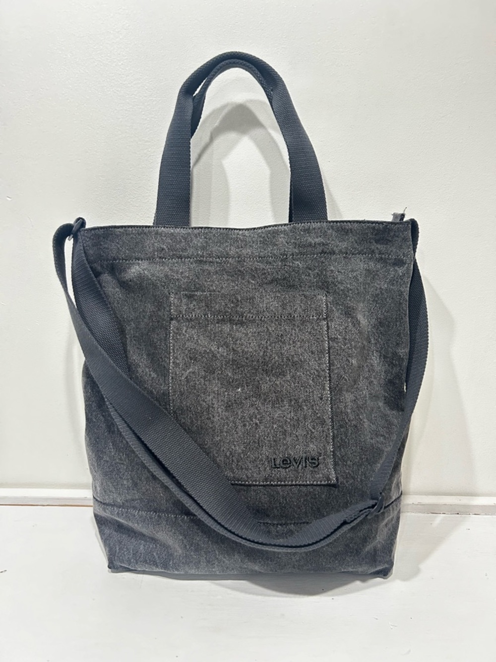 Levi's‎ Icon Tote Bag - Gray Denim 100% Denim - Adjustable Crossbody Strap